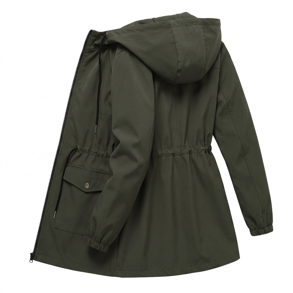 Women's Transitional Jacket Adjustable Hooded Anorak Drawstring-Waist - angle
