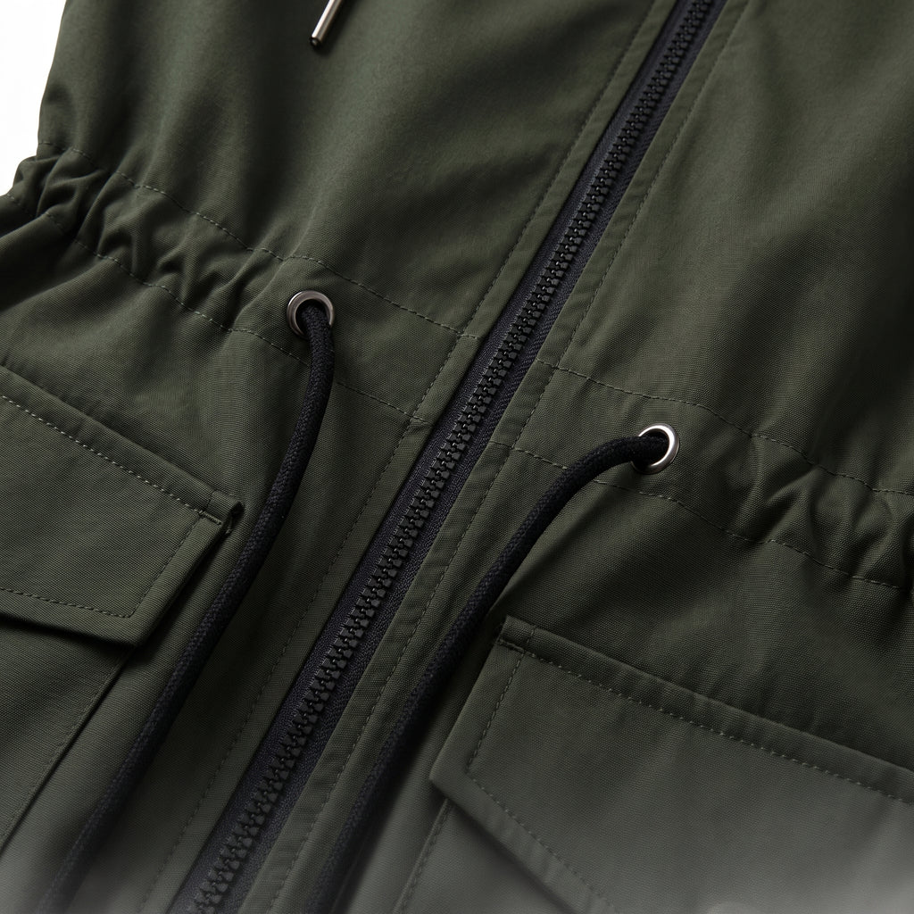 Women's Transitional Jacket Adjustable Hooded Anorak Drawstring-Waist - detail