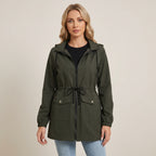Women's Transitional Jacket Adjustable Hooded Anorak Drawstring-Waist - hero