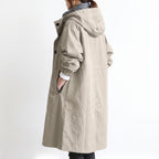 Women's Hooded Trench Coat Long Button-Front - angle