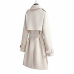 Women's Trench Coat With Double-Breasted Front Belted Lapel And Defined Waist For A Tailored Fit - angle