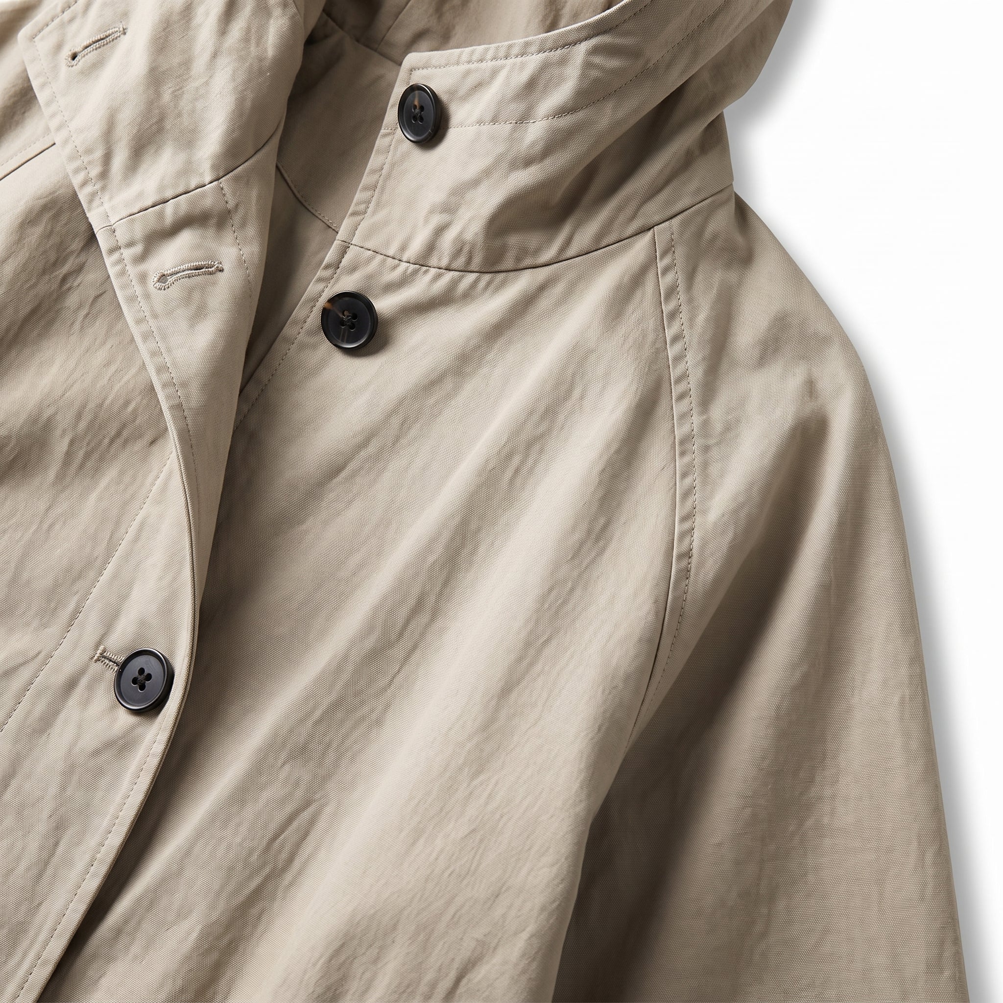 Women's Hooded Trench Coat Long Button-Front - detail