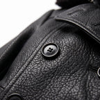 Leather Trench Coat Double Breasted Longline - detail