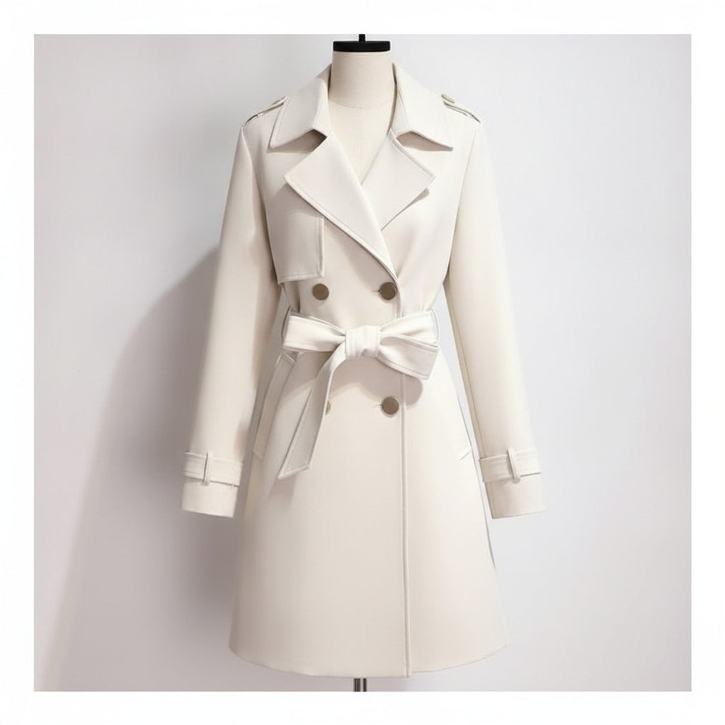 Women's Trench Coat With Double-Breasted Front Belted Lapel And Defined Waist For A Tailored Fit - hero