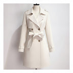 Women's Trench Coat With Double-Breasted Front Belted Lapel And Defined Waist For A Tailored Fit - hero