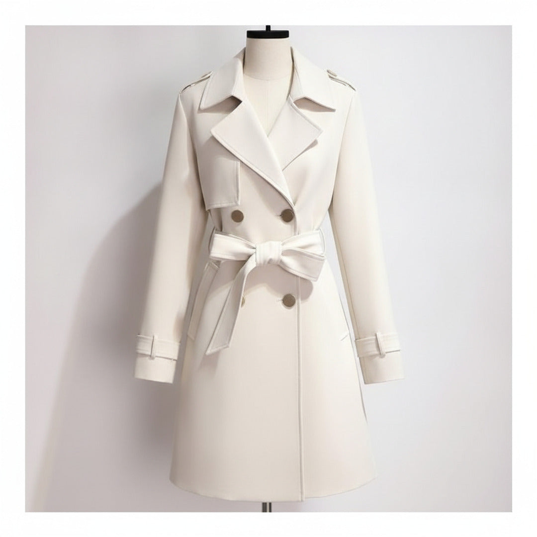 Women's Trench Coat With Double-Breasted Front Belted Lapel And Defined Waist For A Tailored Fit - hero