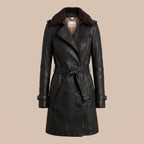 Leather Trench Coat Double Breasted Longline - hero