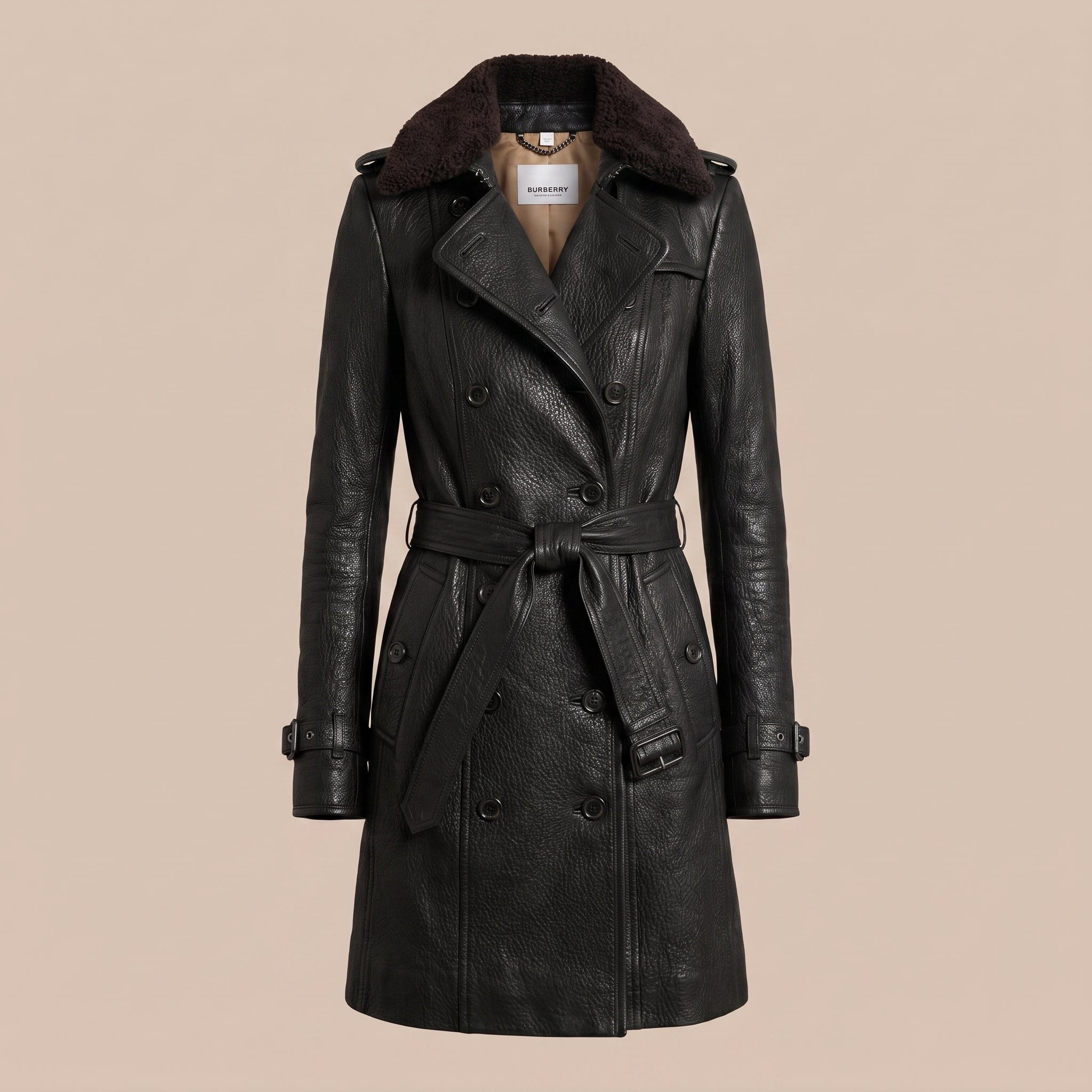 Leather Trench Coat Double Breasted Longline - hero