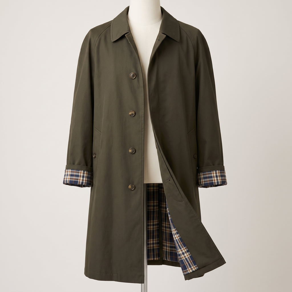 Women's Trench Coat Long Single-breasted Plaid Lined - Image 3