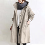 Women's Hooded Trench Coat Long Button-Front - hero