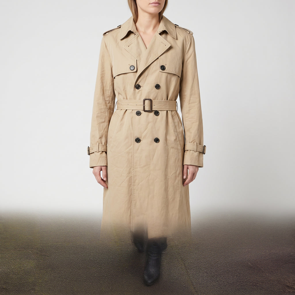 Women's Trench Coat with Supportive Longline and Double-Breasted Front - hero