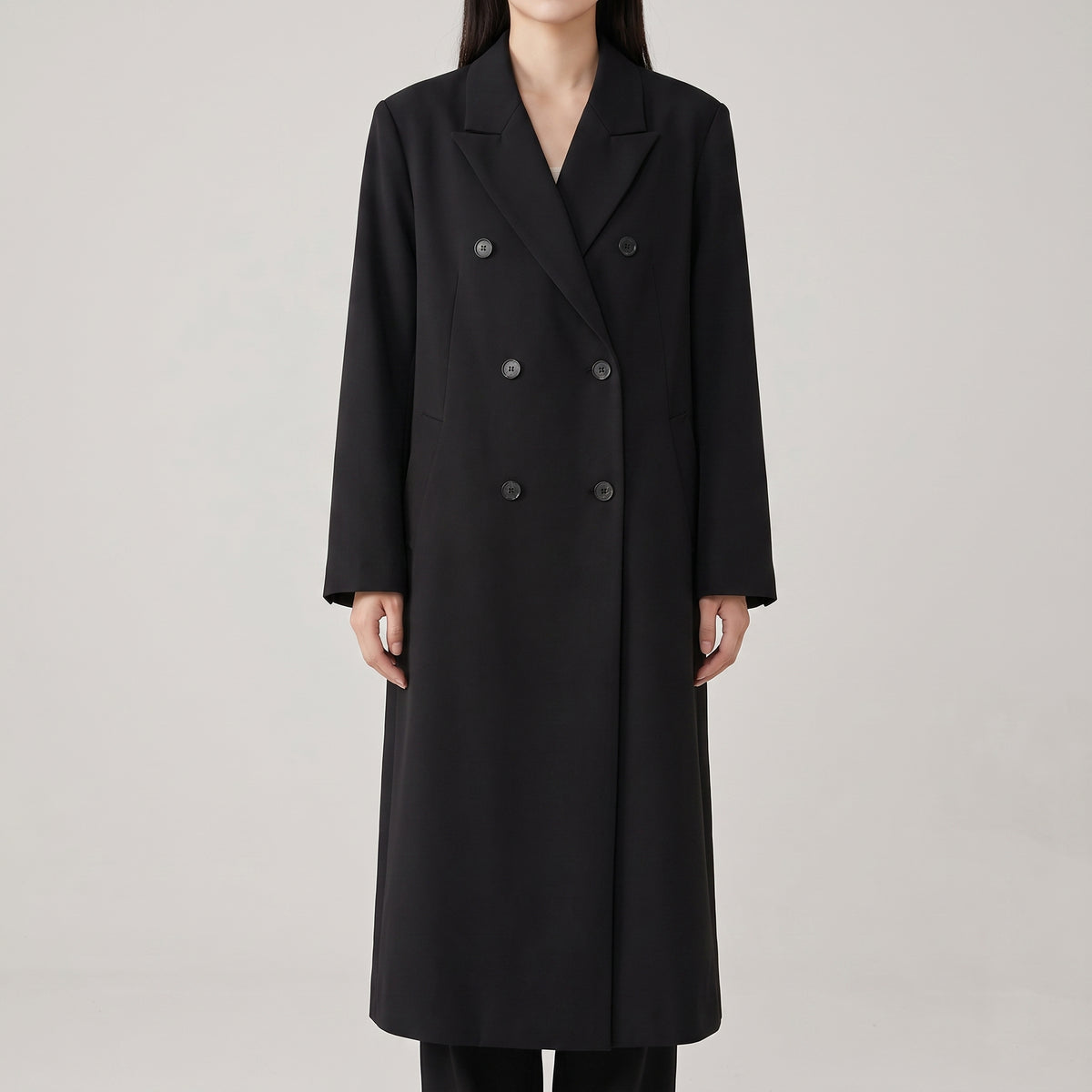 Women's Trench Coat Long Double Breasted Longline - Image 7