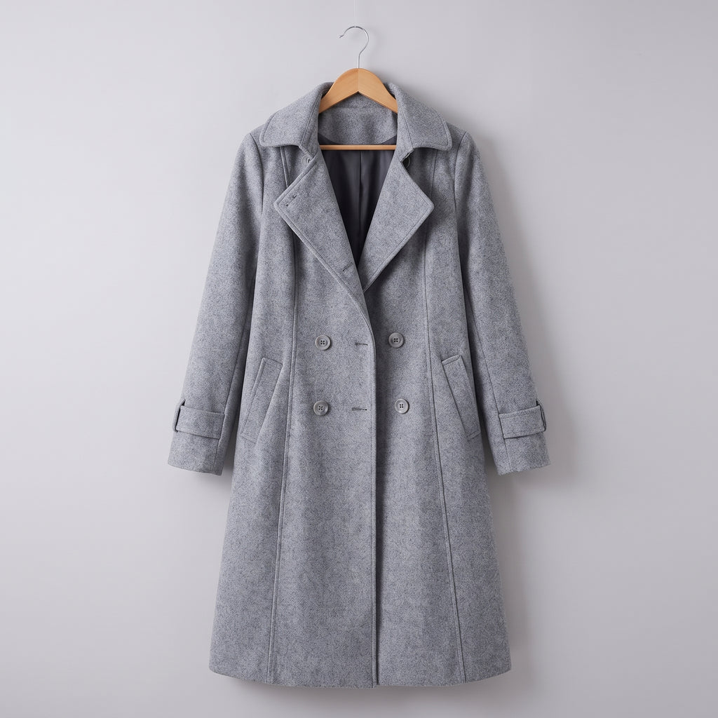 Women's Trench Coat Double-Breasted Longline With Lapels - scale