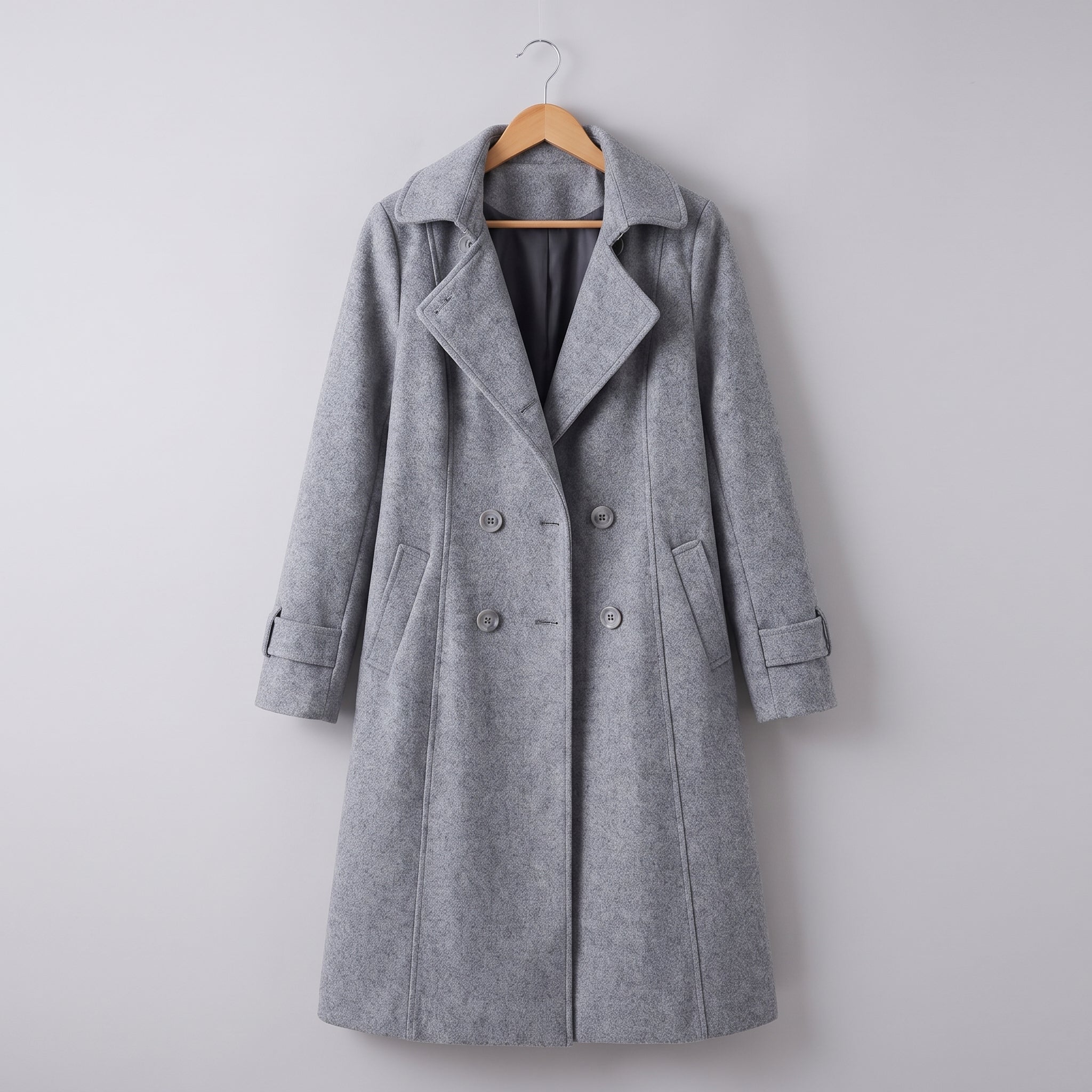 Women's Trench Coat Double-Breasted Longline With Lapels - scale