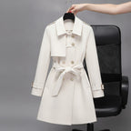 Women's Trench Coat With Double-Breasted Front Belted Lapel And Defined Waist For A Tailored Fit - scale