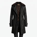 Leather Trench Coat Double Breasted Longline - studio
