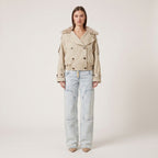 Cropped Trench Coat Double Breasted With Collar - hero