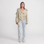 Cropped Trench Coat Double Breasted With Collar - studio