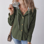 Women Shacket with Relaxed Hooded Knit and Detachable Hood - Image 1