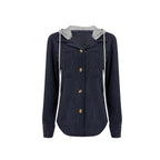 Women Shacket with Relaxed Hooded Knit and Detachable Hood - Image 2
