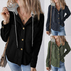 Women Shacket with Relaxed Hooded Knit and Detachable Hood - Image 6