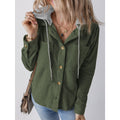 Women Shacket with Relaxed Hooded Knit and Detachable Hood - Image 8