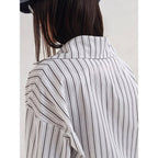 Women Shacket with Relaxed Striped Shirt and Button-Down - Image 1