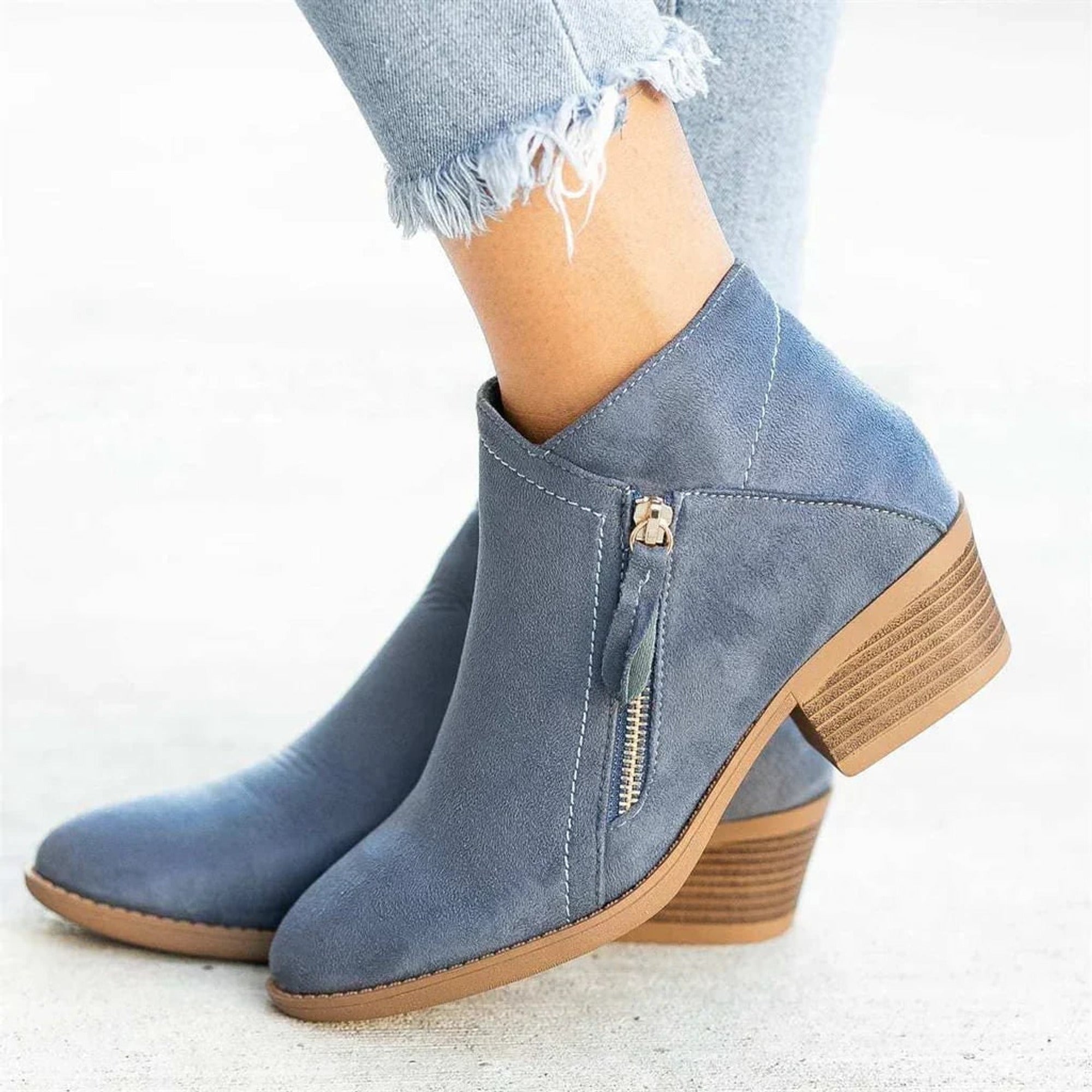 Women's Ankle Boots with Supportive Walking Design and Side Zipper - Image 1