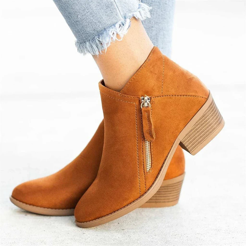 Women's Ankle Boots with Supportive Walking Design and Side Zipper - Image 3