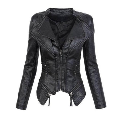 Women's Biker Jacket with Fitted and Asymmetric Zip - Image 1
