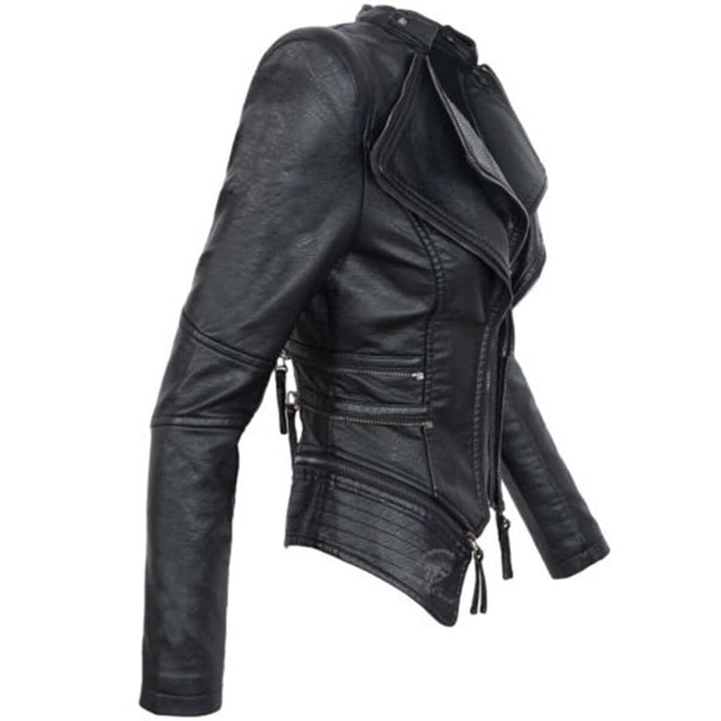 Women's Biker Jacket with Fitted and Asymmetric Zip - Image 2