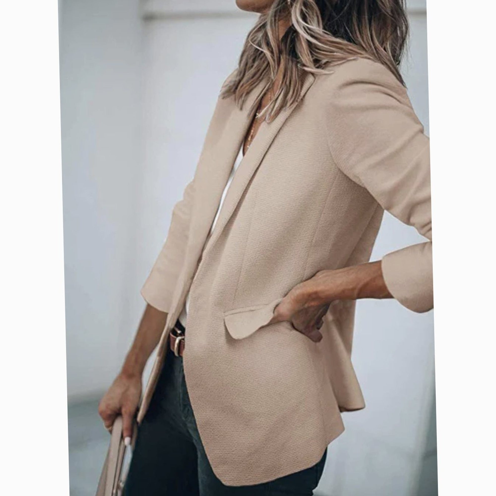 Women's Blazer Open Front Long-Sleeve Work With No Buttons Or Closures - Image 5