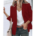 Women's Blazer Open Front Long-Sleeve Work With No Buttons Or Closures - Image 19