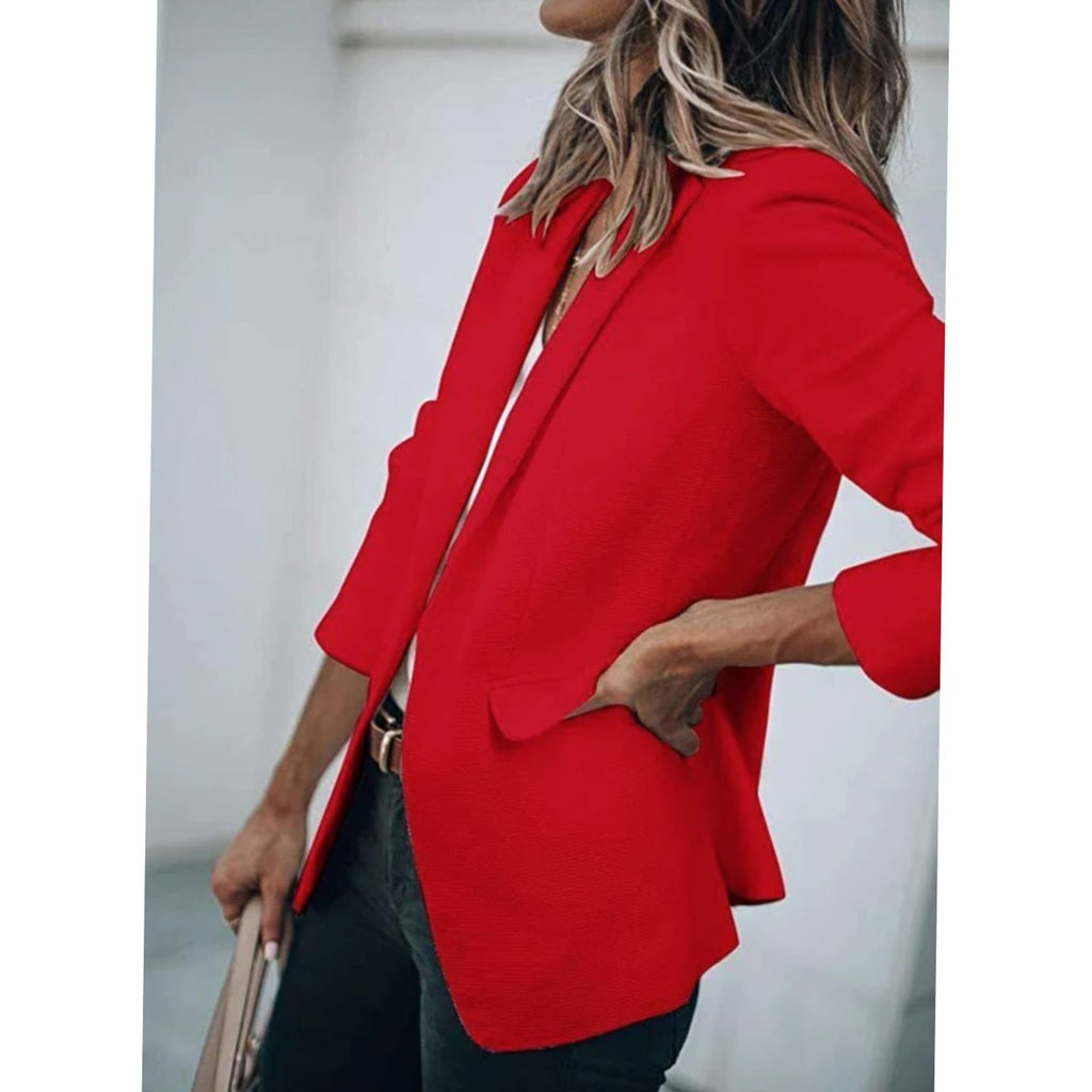 Women's Blazer Open Front Long-Sleeve Work With No Buttons Or Closures - Image 7