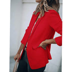 Women's Blazer Open Front Long-Sleeve Work With No Buttons Or Closures - Image 7