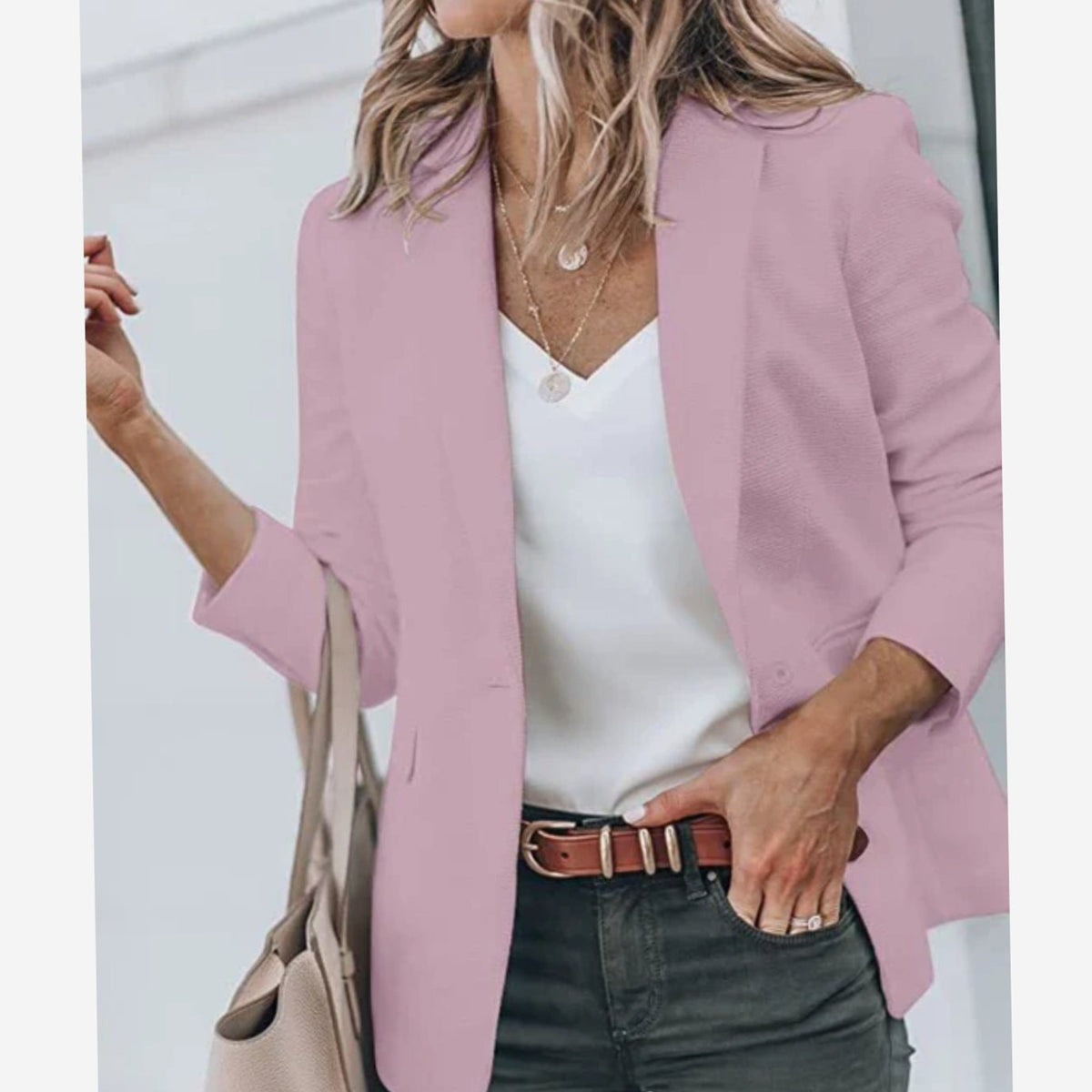 Women's Blazer Open Front Long-Sleeve Work With No Buttons Or Closures - Image 16