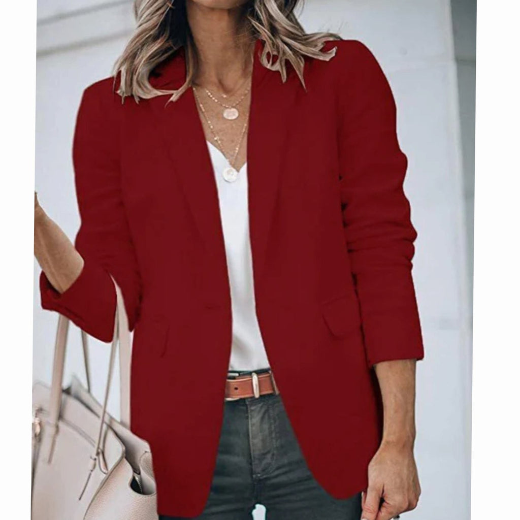 Women's Blazer Open Front Long-Sleeve Work With No Buttons Or Closures - Image 9
