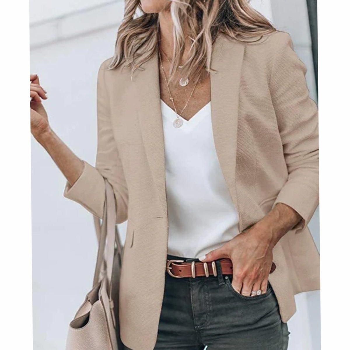 Women's Blazer Open Front Long-Sleeve Work With No Buttons Or Closures - Image 4