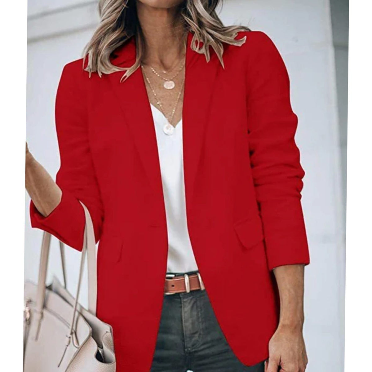 Women's Blazer Open Front Long-Sleeve Work With No Buttons Or Closures - Image 6
