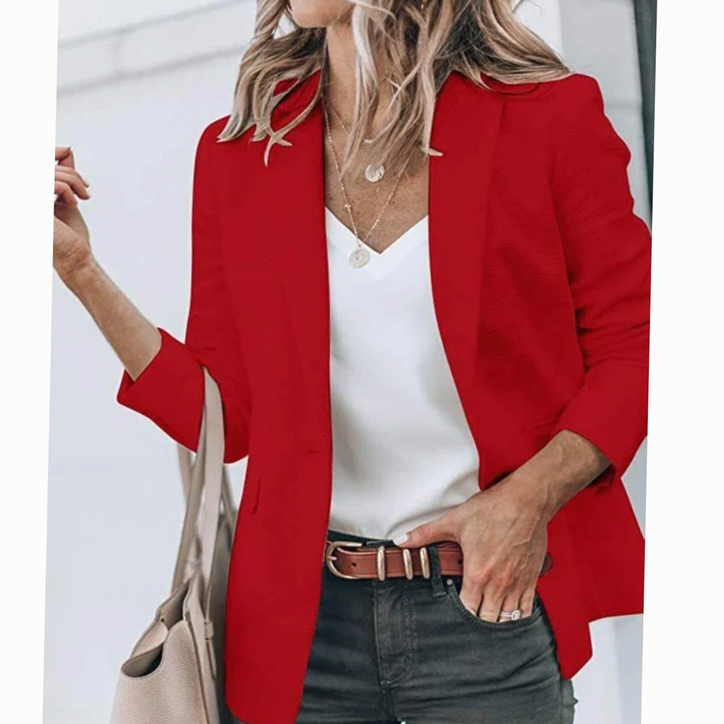 Women's Blazer Open Front Long-Sleeve Work With No Buttons Or Closures - Image 18