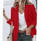 Women's Blazer Open Front Long-Sleeve Work With No Buttons Or Closures - Image 18