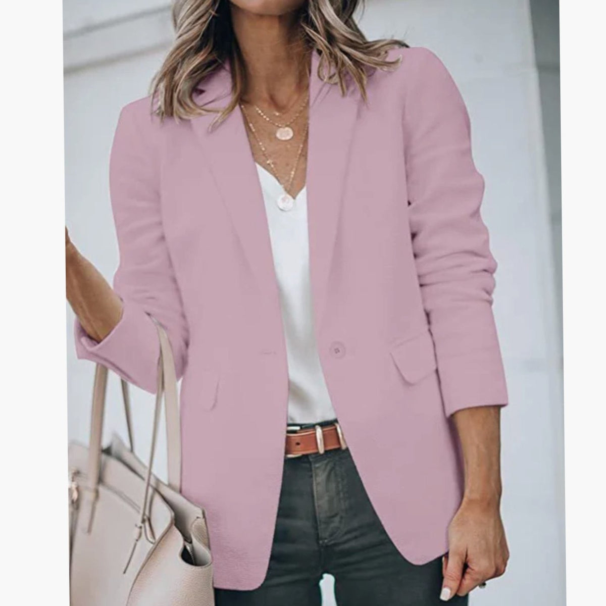 Women's Blazer Open Front Long-Sleeve Work With No Buttons Or Closures - Image 3