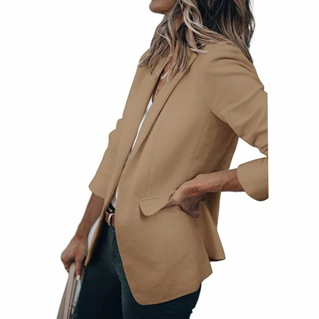 Women's Blazer Open Front Long-Sleeve Work With No Buttons Or Closures - Image 15