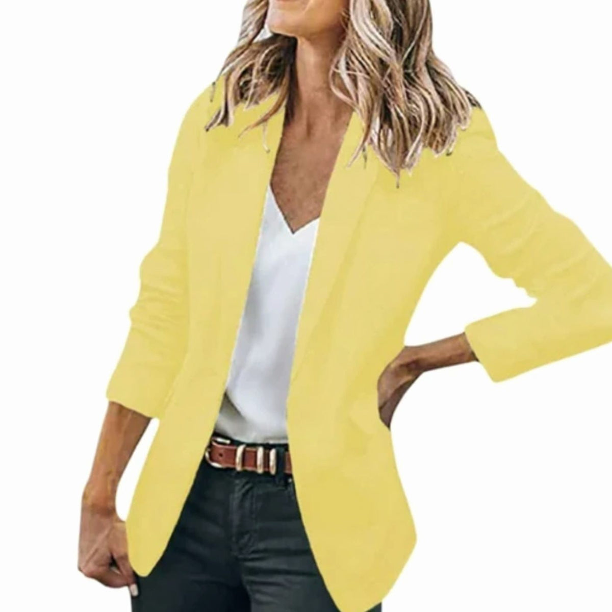Women's Blazer Open Front Long-Sleeve Work With No Buttons Or Closures - Image 1