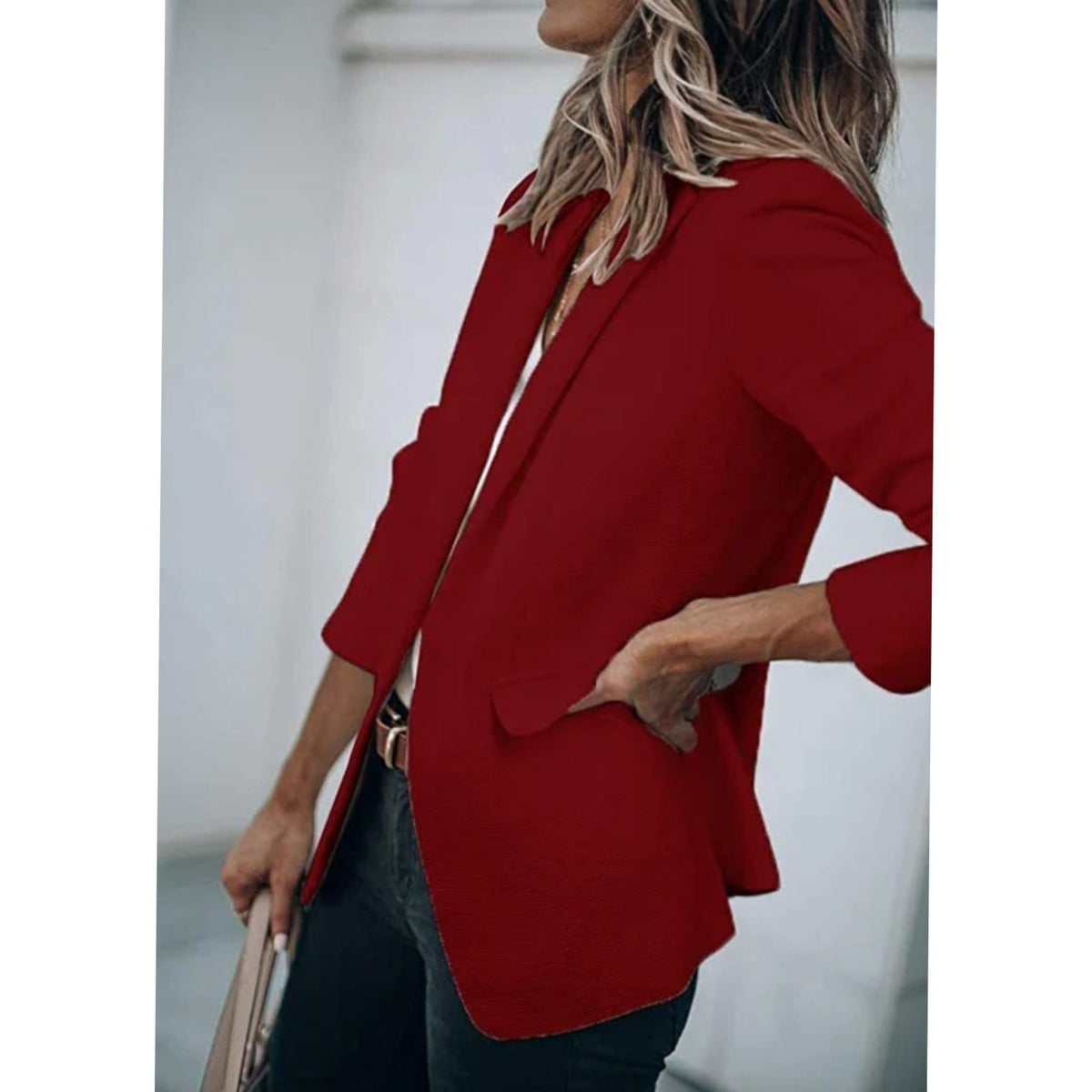 Women's Blazer Open Front Long-Sleeve Work With No Buttons Or Closures - Image 8