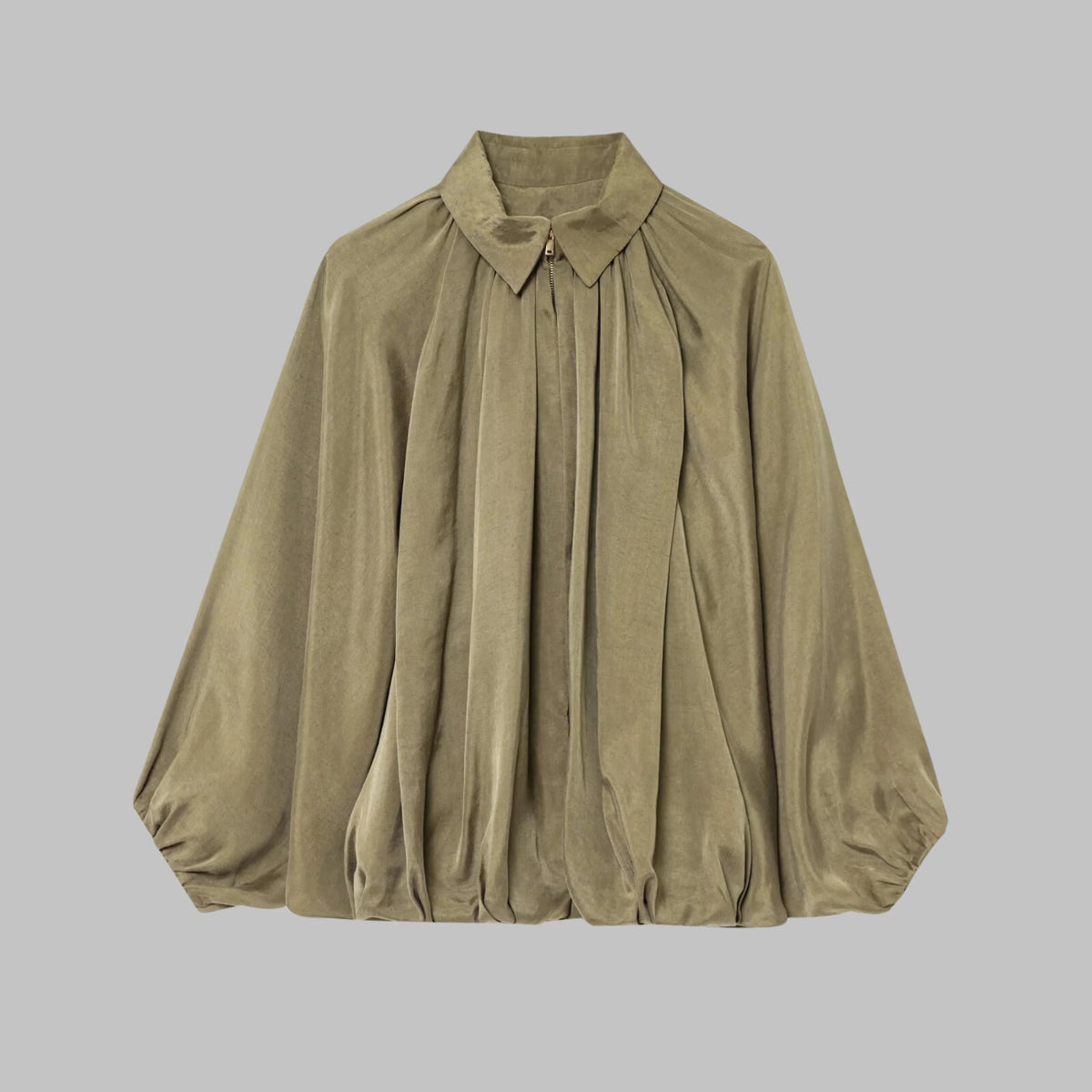 Women's Bomber Jacket with Relaxed Oversized Fit and Batwing Sleeves - Image 1