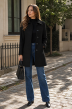 Women's Button-Front Winter Coat Mid-Length Single Breasted With Classic Collar And Tailored Fit - Image 4