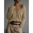Women's Cardigan Button Up Sweater With V-Neck And Relaxed Fit - Image 1