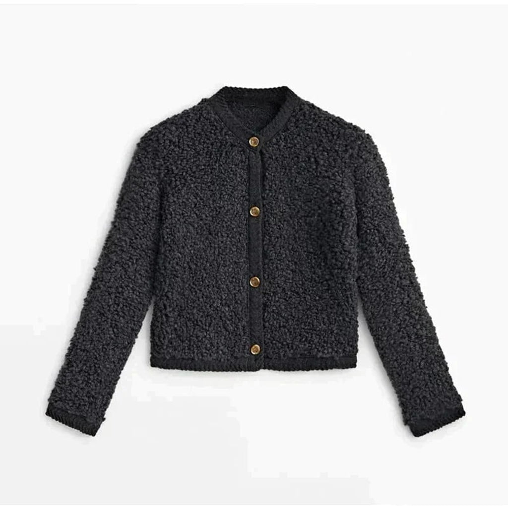 Women's Cardigan Jacket with Relaxed Cropped Fit and Button-Front - Image 1