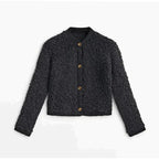 Women's Cardigan Jacket with Relaxed Cropped Fit and Button-Front - Image 1